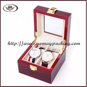 2 slots wooden watch storage box