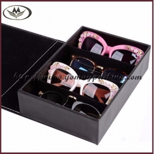 4 grid leather sunglasses storage box, sunglasses display GB019
